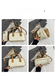 Detailed views showing the leather craftsmanship and metal rivets of the white box bag