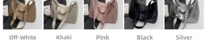 Sammlung von Tragetaschen in Khaki, Off-White, Rosa, Schwarz und Silber für Pendler