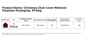 Size chart and technical specifications for Christmas red black plaid chair cover