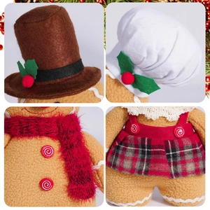 Christmas gingerbread man plush doll with chef hat and scarf for holiday decoration