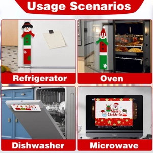 Usage scenarios of Christmas handle covers on refrigerator, oven and microwave