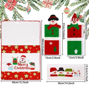 4-piece Christmas kitchen handle covers set with snowman motifs and festive decor