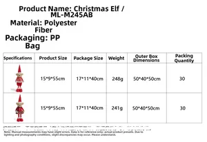Detailed size and weight chart for 55cm tall Christmas teddy bear and reindeer plush