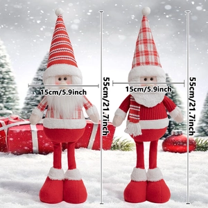 Standing Christmas Santa gnome dolls in winter snow scene with size dimensions 55cm