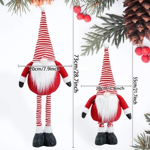 Standing striped Christmas gnomes in two sizes with telescopic legs and festive decor