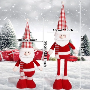Detail of 20-inch standing Santa dolls with adjustable legs for festive Christmas decor