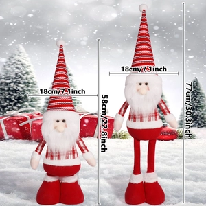 Standing Christmas gnomes in red stripes and plaid outfits, 22.8 and 30.3 inches tall