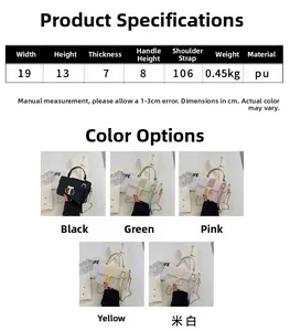 Detailed grid of crocodile pattern mini square bags in black, green, pink, and white