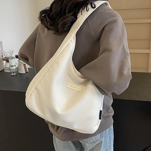 Large cream corduroy tote bag for women, stylish minimalist shoulder bag by BANATU