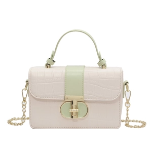 Elegant white and green crocodile pattern chain crossbody small square bag for women