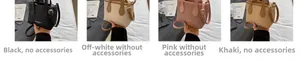 Borse a secchiello motivo litchi in nero, beige, rosa e kaki con tracolle