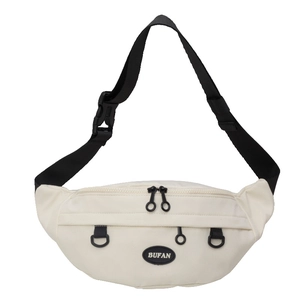 Borsa a tracolla minimalista in velluto a coste bianco crema con tracolla e doppia cerniera