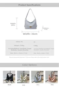 Spécifications de taille pour le grand sac à dos en PU et le fourre-tout polyvalent