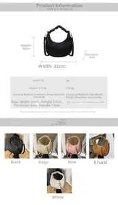 Detailed size specifications and material info for the minimalist PU leather hobo bag