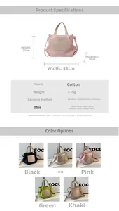Dimensions détaillées et options de couleurs du grand sac fourre-tout en nylon plissé