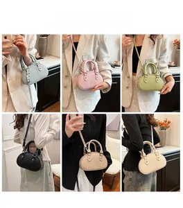 Dettagli di mini borse a bauletto plissettate in sei colori per diverse opzioni di stile
