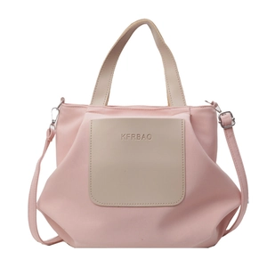 Sac fourre-tout en nylon rose et beige avec bandoulière amovible et ajustable