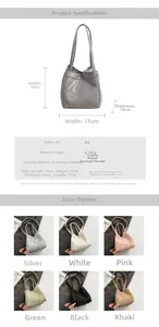 Tabella taglie con dimensioni 15x15x14cm e specifiche tecniche per la mini borsa