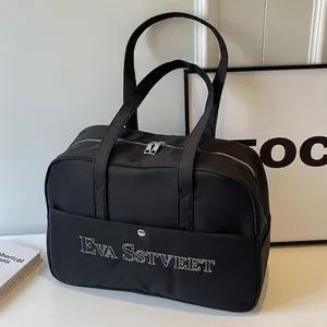 Große Reisetasche Damen Leicht Canvas Nylon Handtasche Mit Buchstabendruck Für Fitness Wochenendausflug