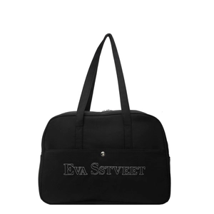 Große schwarze Reisetasche aus Canvas mit EVA SSTVEET Stickerei und Doppelgriffen