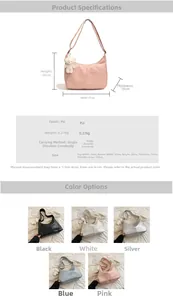 Tableau des tailles et options de couleurs pour sac hobo avec pendentif ours