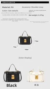 Detailed size chart for retro woven bucket bag with dimensions 18x9x13cm and specifications