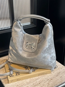 Grand Sac Fourre-Tout Pour Femmes En Cuir PU Avec Nœud En Métal Sac À Épaule Bandoulière Hobo Mode Décontracté