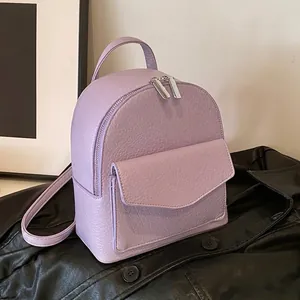 Women Mini Backpack Pebbled PU Leather Casual Fashion Travel Daypack Flip Front Pocket Zipper Closure Adjustable Strap
