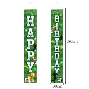 Soccer themed Happy Birthday door banners set with stadium grass design and party elements