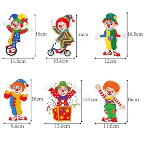 Circus clown spiral pendants for carnival party decorations set of 6 cartoon characters