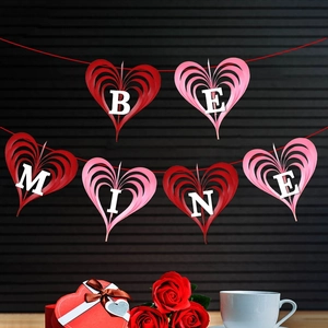 Kit de bannière de cœur Saint-Valentin BE MINE pour décoration de fête romantique