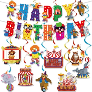 Circus Carnival Birthday Party Decoration Banner Spiral Hanging Ornaments Cardstock PVC Kids Celebration Atmosphere