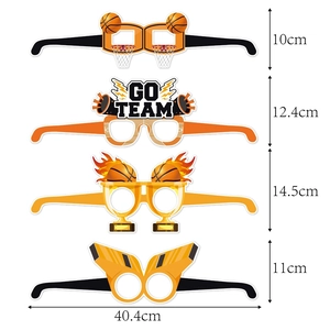 Set of 4 basketball party paper glasses featuring go-team slogans and trophy designs
