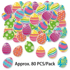 Easter egg table confetti with colorful stripes and floral patterns, set of 80 pieces