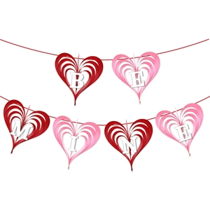 Bannière de cœurs 3D BE MINE pour décoration de fête de Saint-Valentin et mariage
