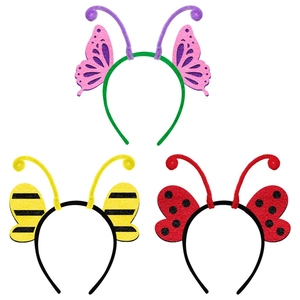 Three-piece set of butterfly, bee and ladybug insect themed felt headbands for spring party