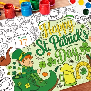 St Patricks Day Coloring Poster Paper DIY Painting Banner Irish Festival Party Decoration For Kids Educational Toy