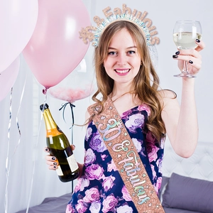 Ensemble écharpe et bandeau 30e anniversaire avec inscription rose gold pour femme