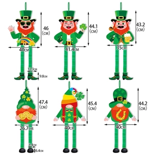 Set of six St. Patrick's Day gnome honeycomb hanging decorations with dimensions