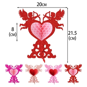 Centrotavola a nido d'ape Cupido di San Valentino in quattro colori glitterati assortiti