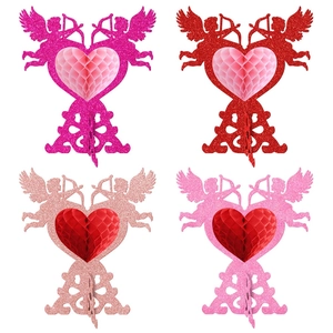 Decorazione Centro Tavola Nido Ape San Valentino Cuore Cupido Carta Glitterata Per Matrimonio Anniversario Festa Romantica