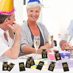 50th and 60th birthday scratch cards with gold and black elegant party design