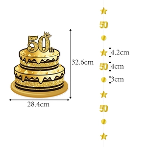 50th birthday party cake door hanger and glitter star hanging decoration set