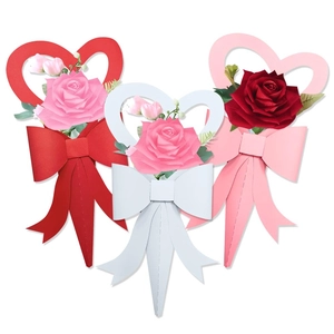 DIY rose heart flower box toppers in red, white and pink for romantic gift wrapping