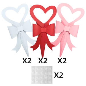 DIY heart-shaped flower bouquet box set with ribbons in white, red and pink colors