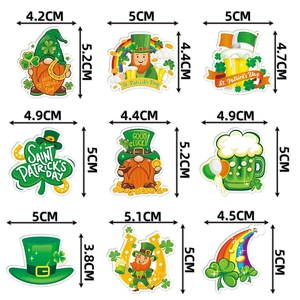 St. Patrick's Day gnome stickers set with clovers and leprechaun hat patterns