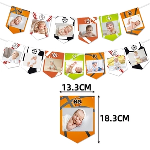 Guirlande photo mensuelle pour anniversaire bébé sur le thème du sport et des ballons