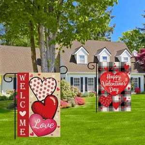 Lot de drapeaux de jardin Saint-Valentin avec motifs Welcome Love et Joyeuse Fête