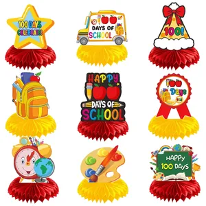 Honeycomb Ornaments Paper Back To School Theme Desktop Centerpieces School Bus Backpack Shapes Classroom Decoration