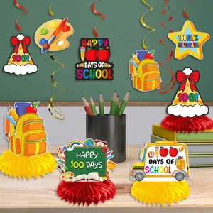 Colorful honeycomb centerpieces for 100 days of school classroom table decoration